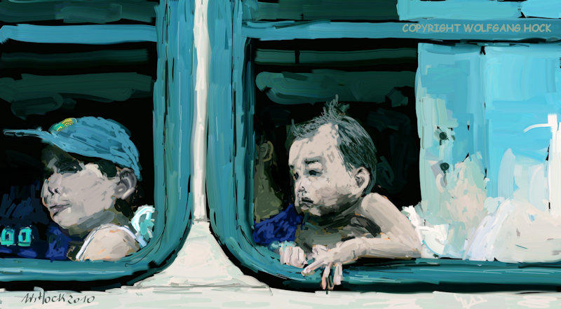 Bus with baby 2010   Inkjet printed computer painting on canvas, edition of 5 110 x 60 cm (37 megapixel)