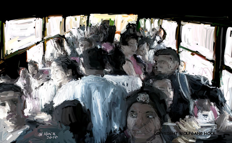 Bus overcrowded 2010   Inkjet printed computer painting on canvas, edition of 5 130 x 80 cm (36 megapixel)