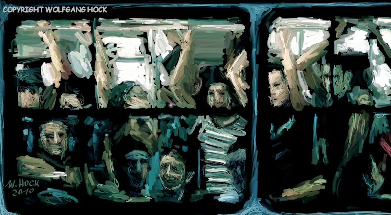 Bus overcrowded II 2010   Inkjet printed computer painting on canvas, edition of 5 110 x 60 cm (37 megapixel)