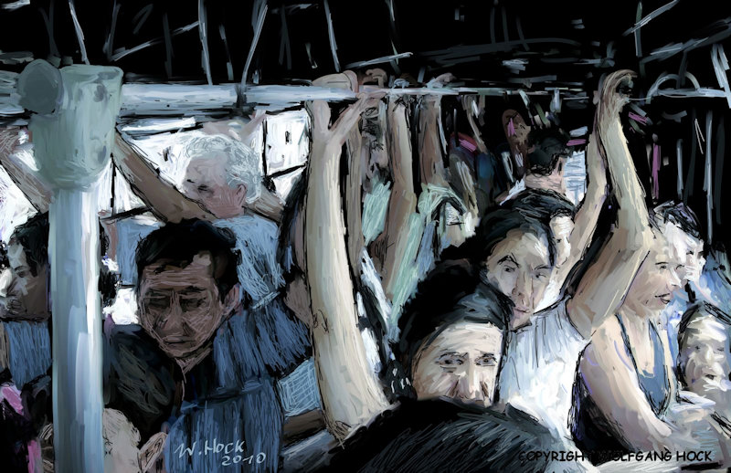 Bus overcrowded III 2010   Inkjet printed computer painting on canvas, edition of 5 115 x 75 cm (36 megapixel)