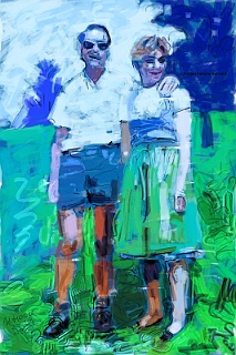 The couple Das Ehepaar O casal -  2019   Handpainted digital painting on canvas 100 x 150 cm (179 megapixel)