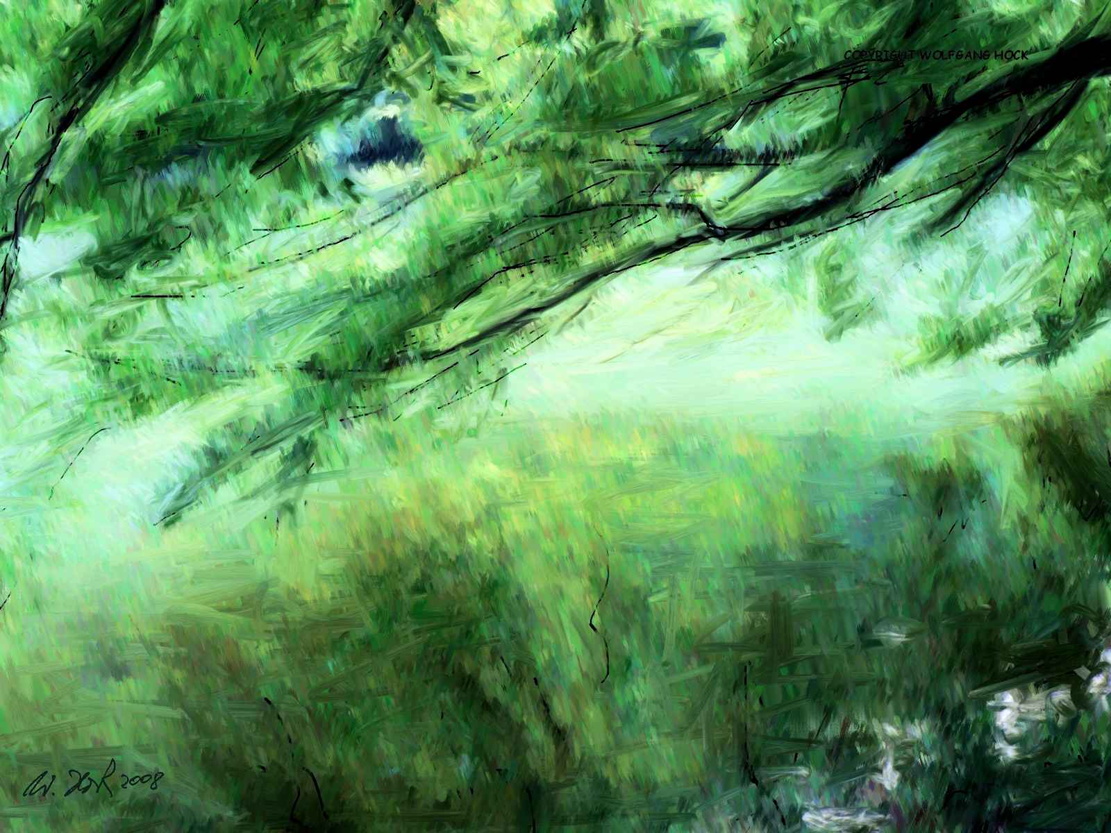 At the river 2008   Inkjet printed computer painting on paper, edition of 5 53 x 40 cm (5 megapixel)