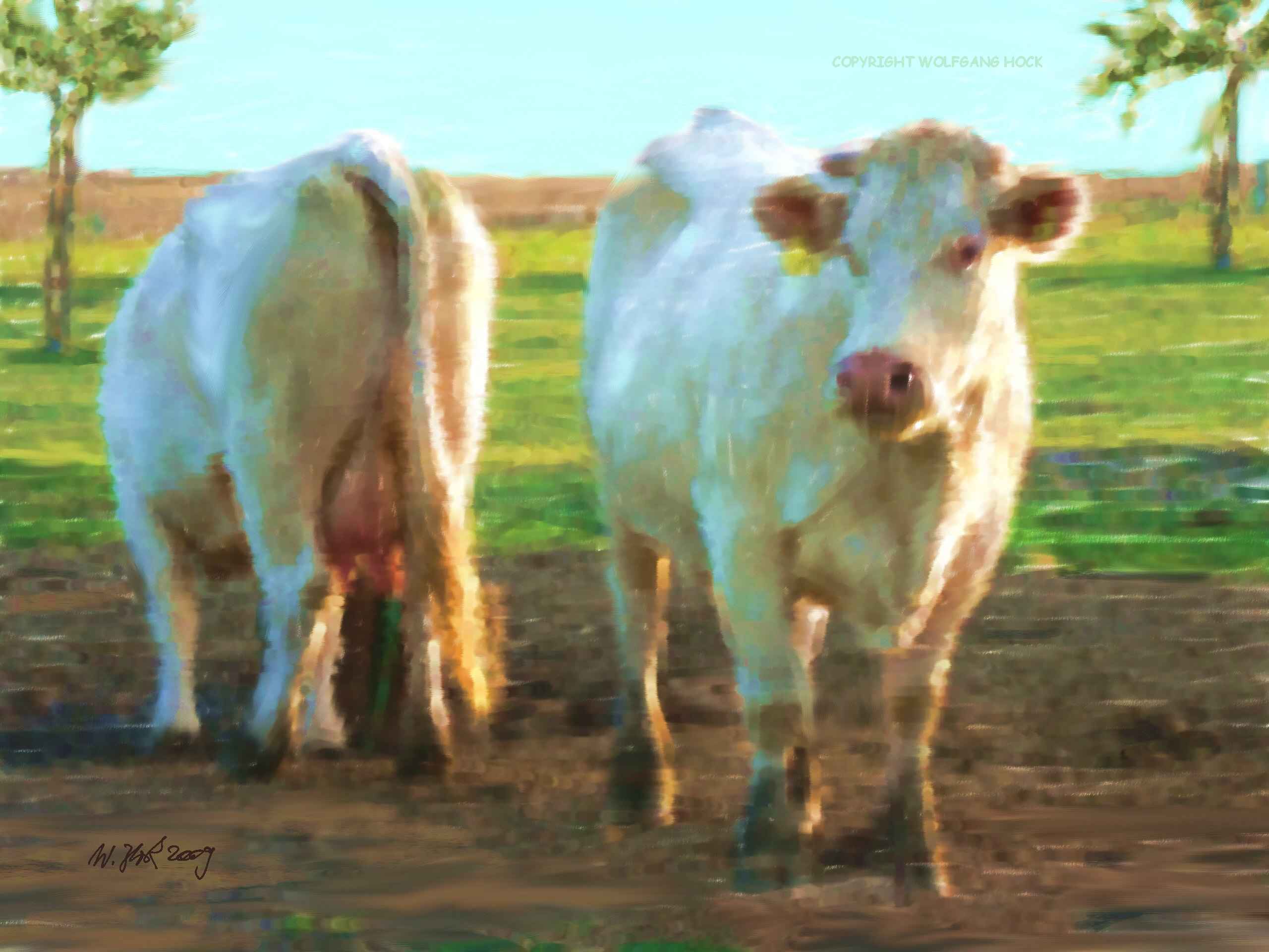 Two cows 2009   Inkjet printed computer painting on paper, edition of 5 53 x 40 cm (5 megapixel)