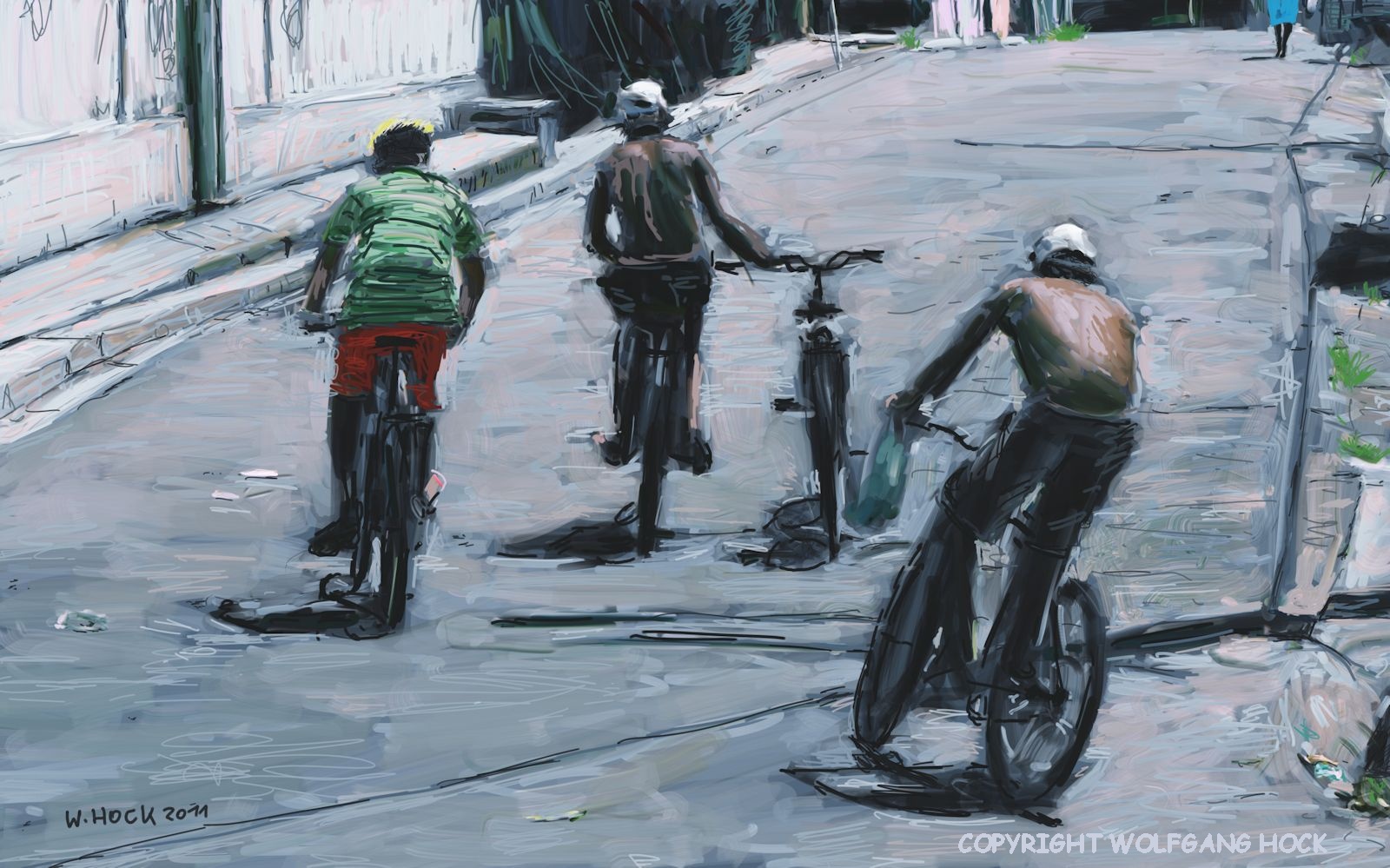 Cyclists 2011   Inkjet printed computer painting on canvas, edition of 5 105 x 65 cm (38 megapixel)