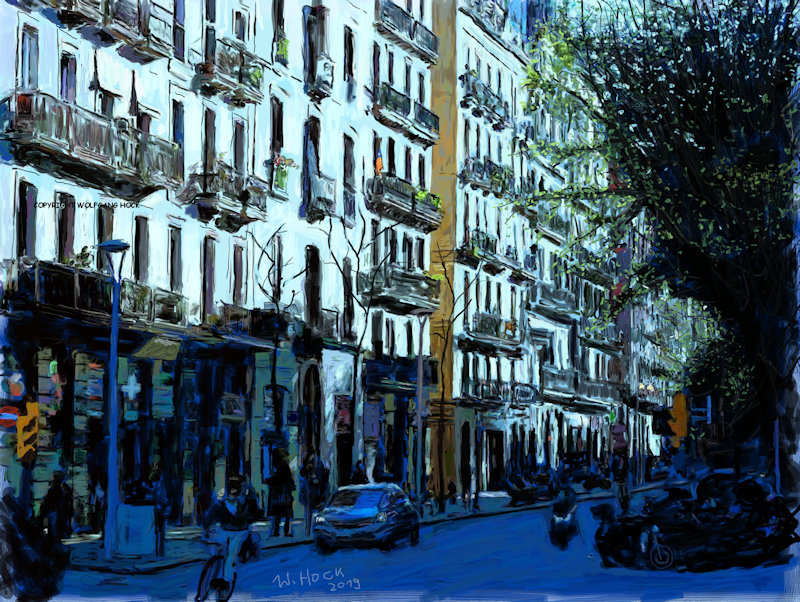 Avinguda - Barcelona V  2019   Handmade digital painting on canvas 160 x 120 cm (202 megapixel)