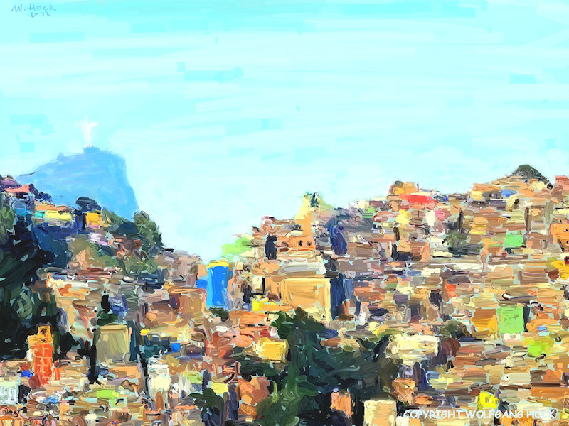 Cristo Redentore and favelas in Rio de Janeiro  2012   Inkjet printed computer painting on canvas, edition of 5 120 x 90 cm (75 megapixel)