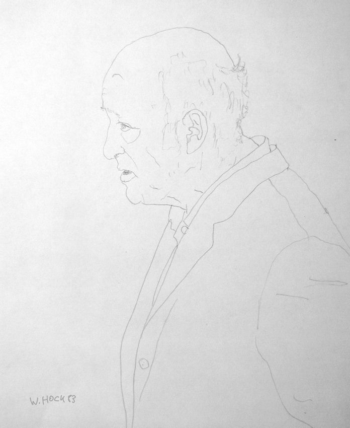 Old man talking 1983   Pencil on paper 24 x 33 cm