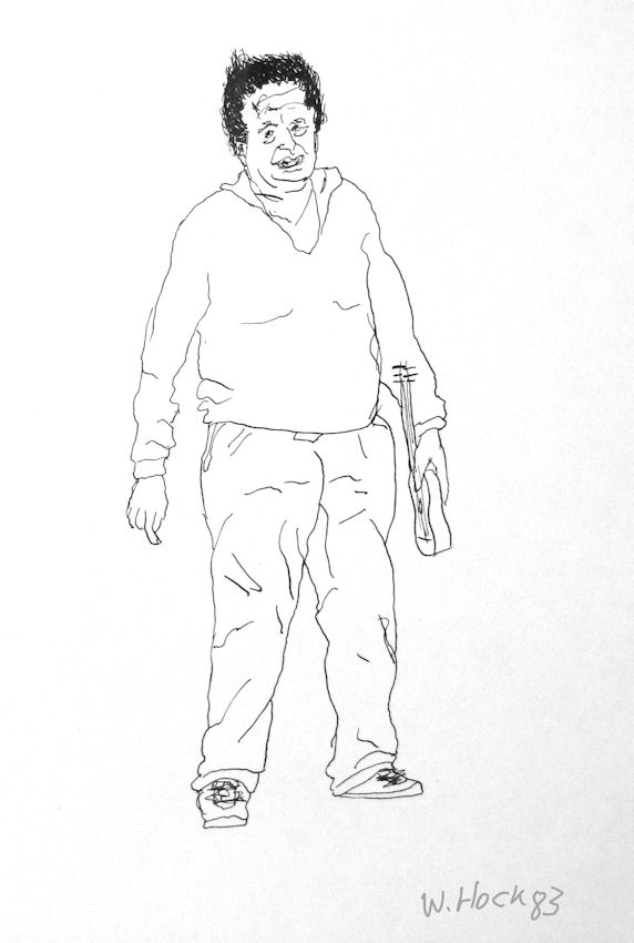 Man with small guitar 1983   Ink on paper 24 x 27 cm