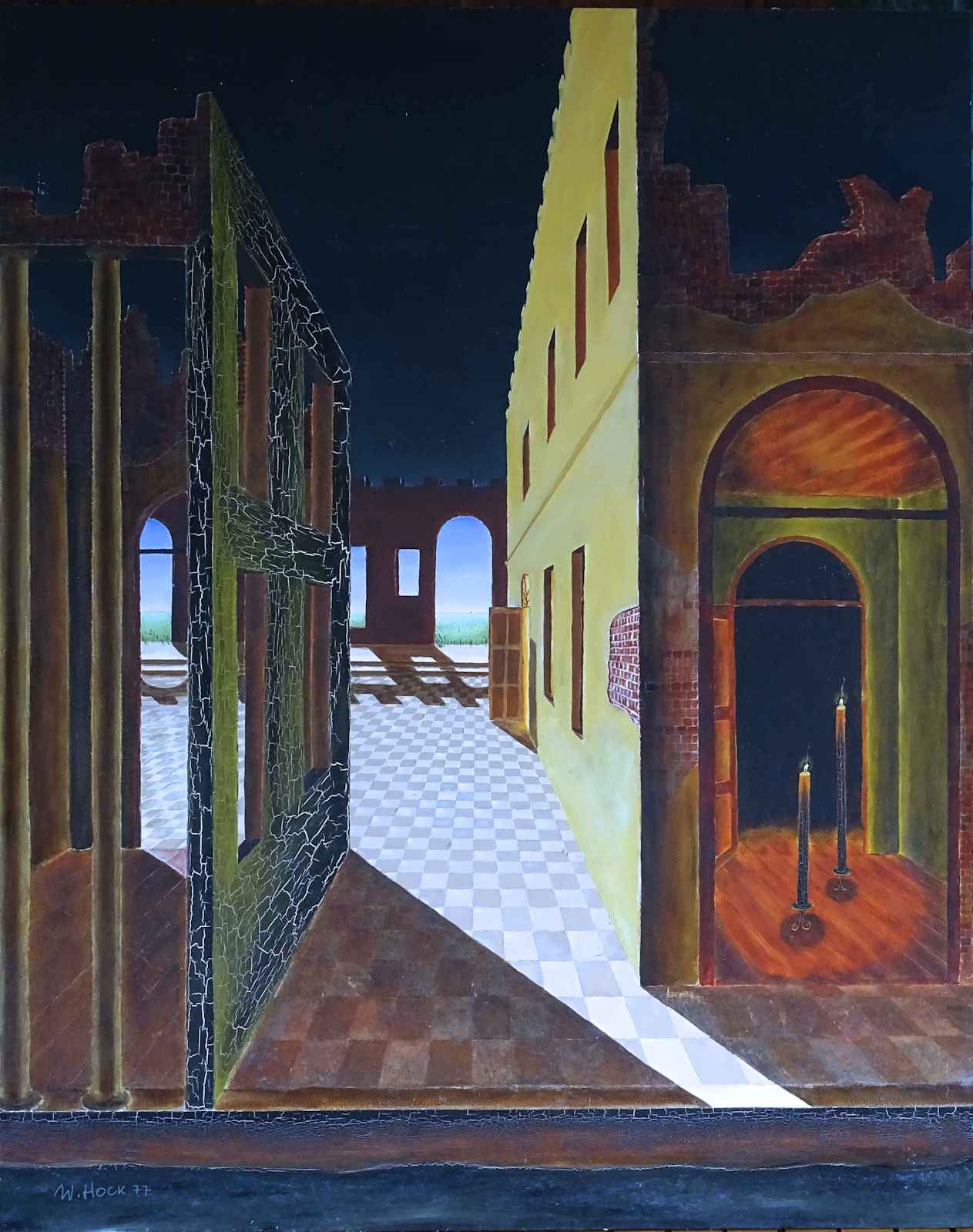 The problem of time 1977   Oil on panel 62 x 78 cm