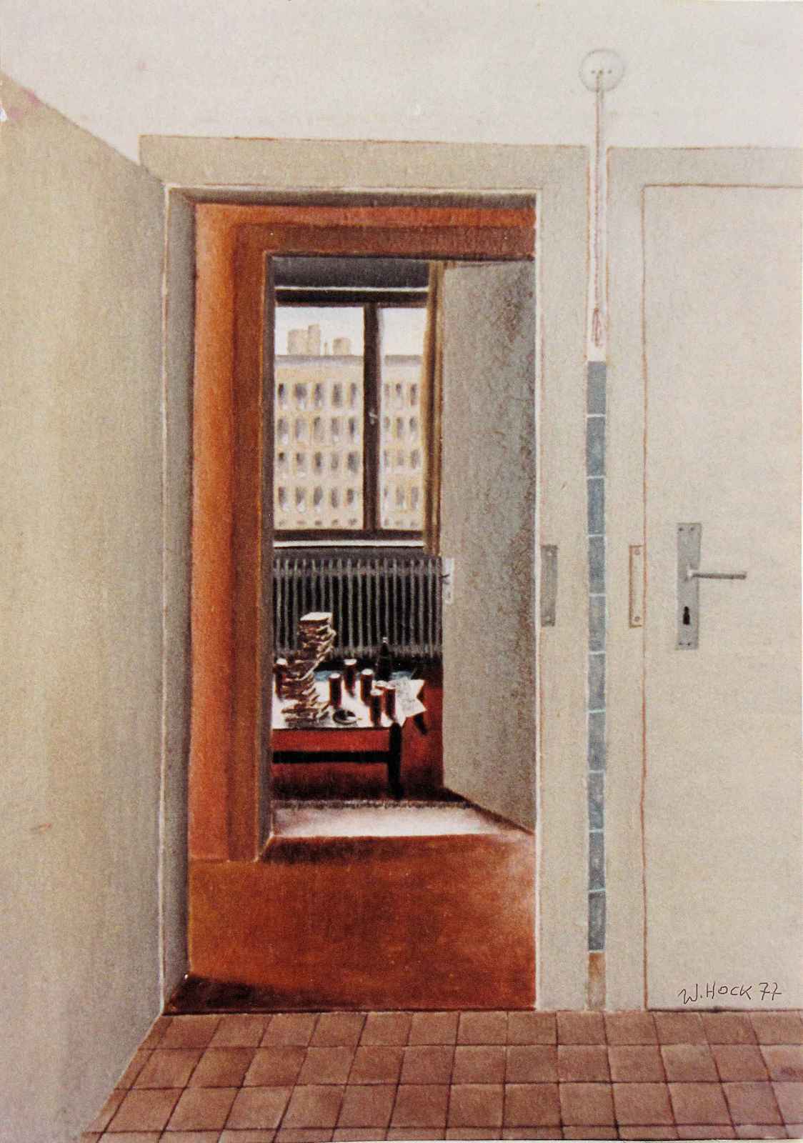 The problem of reality (Gangway in Kaan Marienborn) 1977   Oil on panel 43 x 60 cm