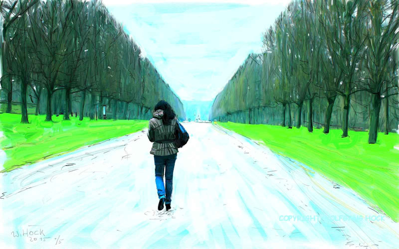 The walk II 2015   Handmade digital painting on canvas 160 x 100 cm (145 megapixel)
