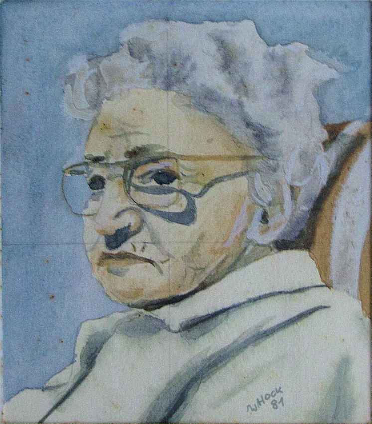 My grandmother 1981   Watercolor on paper 13 x 14 cm