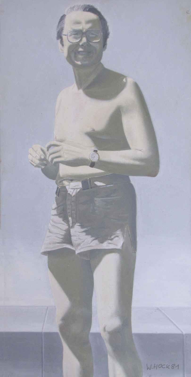 Man with shorts (my father) 1981   Oil on panel 40 x 80 cm