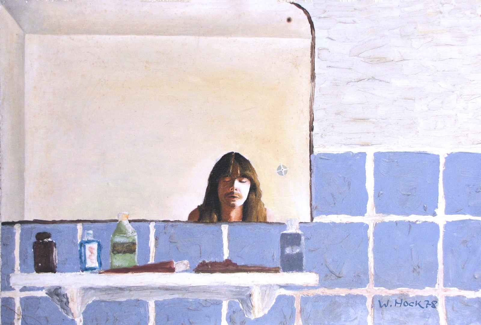 Self-portrait in the mirror 1978   Oil on panel 62 x 42 cm