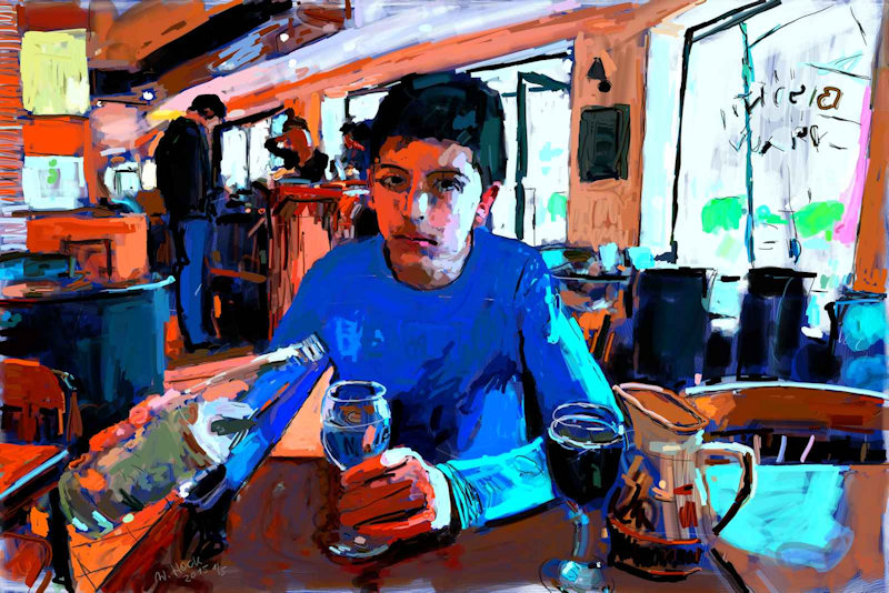 Boy looking III  - 2015   Handmade digital painting on canvas 150 x 100 cm (155 megapixel)