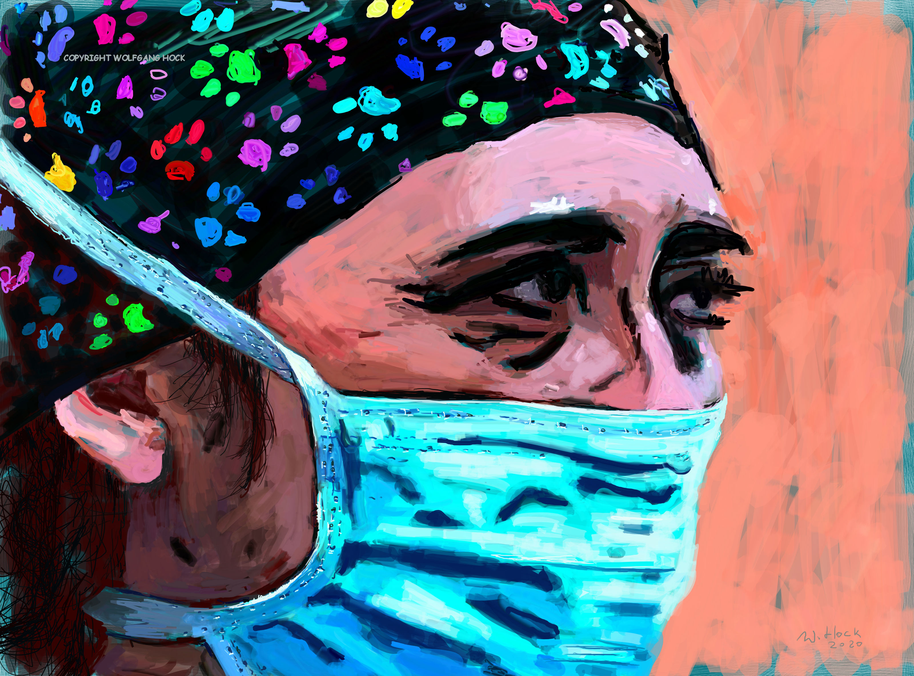 Krankenschwester - Nurse - Enfermeira 2020   Handmade digital painting on canvas 135 x 100 cm (199 megapixels)