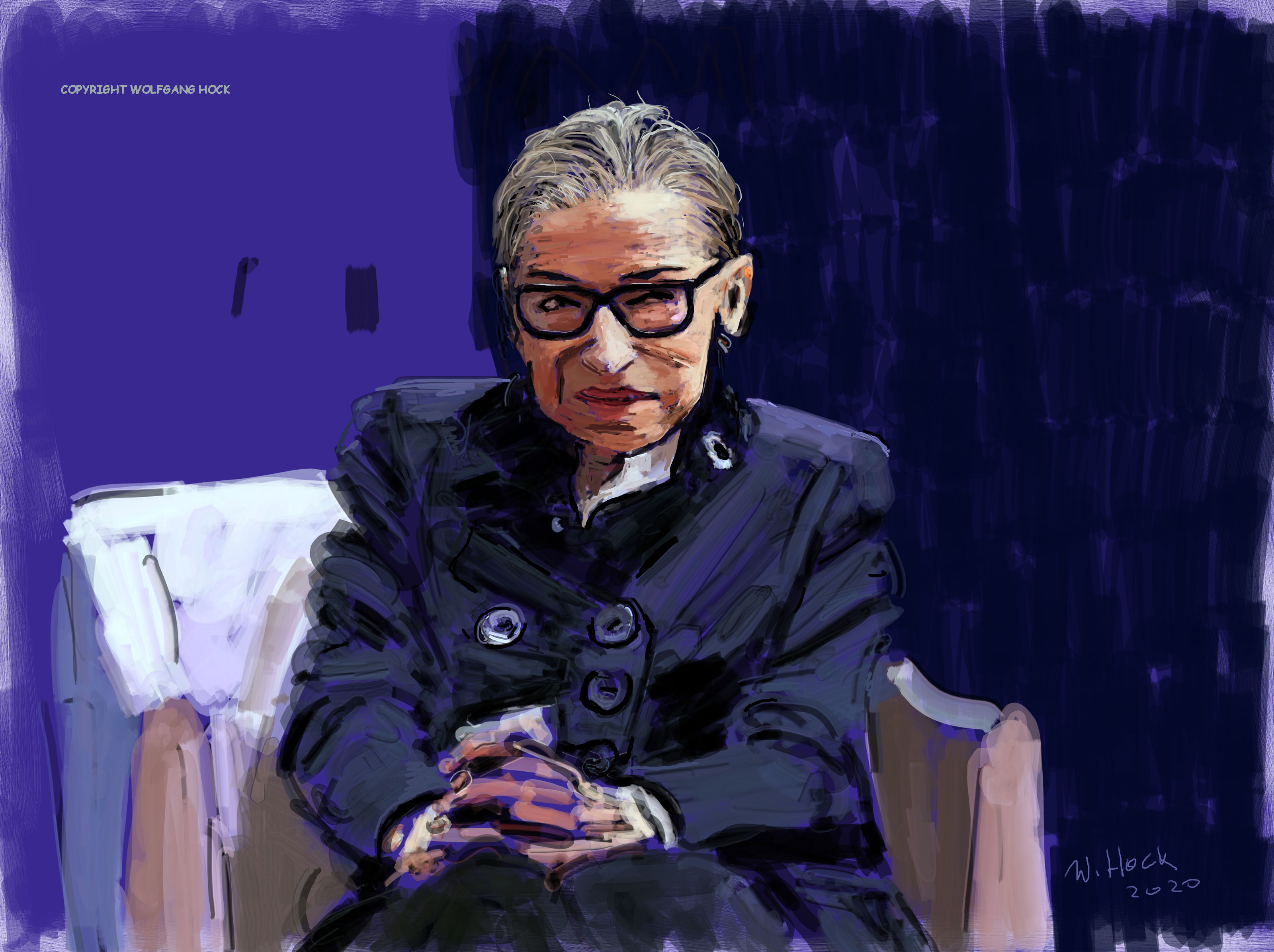 Hommage to Ruth Bader Ginsberg 2020   Handmade digital painting on canvas 135 x 100 cm (201 megapixels)