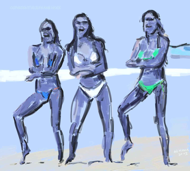 Girls at the beach 2013   Inkjet printed computer painting on canvas, edition of 5 110 x 100 cm (74 megapixel)