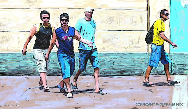 Group in the street 2013   Inkjet printed computer painting on canvas, edition of 5 130 x 75 cm (75 megapixel)