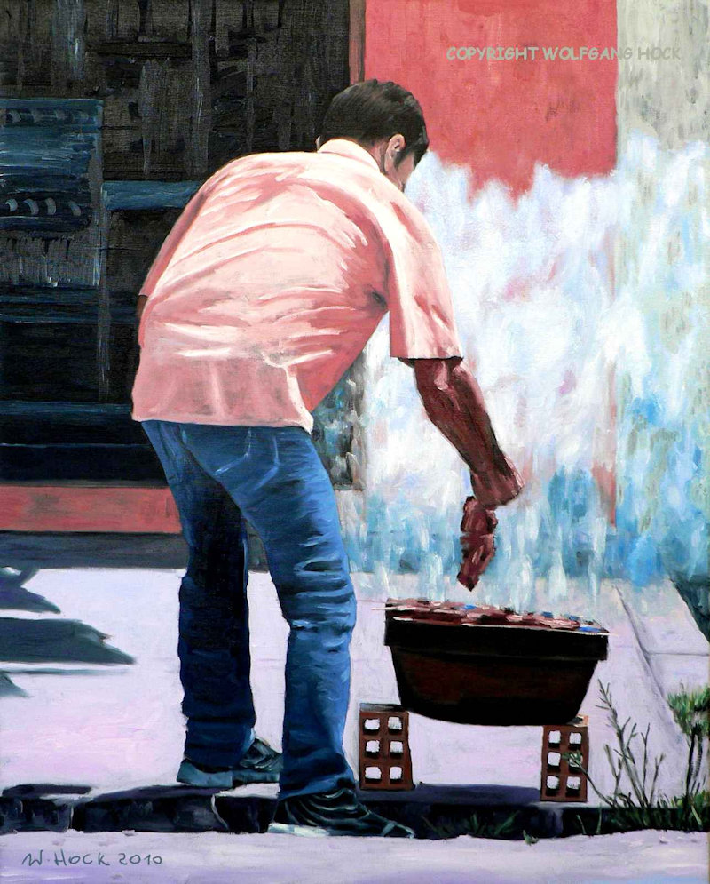 Churrasquinho in the street 2010   Oil on canvas 80 x 100 cm