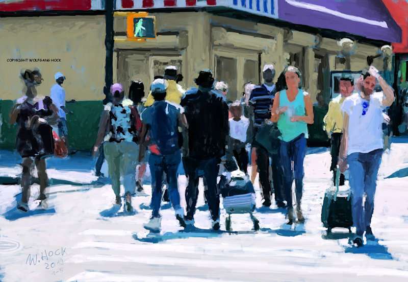 Fulton Street (Brooklyn) -  2019   Handpainted digital painting on canvas 160 x 110 cm (185 megapixel)